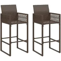 Syfax Garten-Barhocker 2 Stk. Braun Poly Rattan