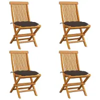 Syfax Klappstühle mit taupefarbenen Kissen, 4-teilig, Massivholz Teakholz