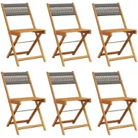 Syfax Gartenstühle 6 Stk. Klappbar Grau Massivholz Akazie