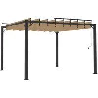 Syfax Pergola mit Lamellendach 3x3 m Taupe Stoff und Aluminium