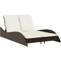 Syfax Sonnenliege mit Auflagen Braun 114x205x73 cm Poly Rattan