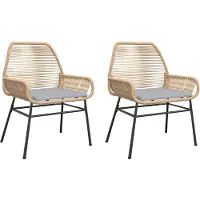 Syfax Gartenstühle 2 Stk. mit Kissen Braun Poly Rattan