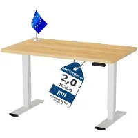 FlexiSpot Höhenverstellbarer Schreibtisch EU, 22mm Einteilige Tischplatte 140x80cm, Elektrisch mit 2 starken Motoren, 4 Memory-Funktion(Ahorn)