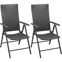 Syfax Stapelbare Klappstühle, 2 Stück, Polyrattan, Schwarz