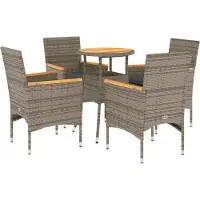Syfax 5-tlg. Garten-Essgruppe mit Kissen Grau Poly Rattan Akazie