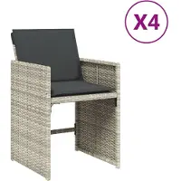 Syfax Gartenstühle mit Kissen 4 Stk. Hellgrau Poly Rattan