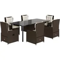 Syfax 7-tlg. Garten-Essgruppe mit Kissen Braun Poly Rattan