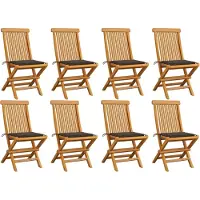 Syfax Klappstühle mit taupefarbenen Kissen, 8-teilig, Massivholz Teakholz