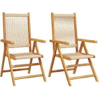 Syfax Klappstühle, 2 Stück, beige, Massivholz Akazie und Polypropylen