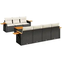 Syfax 8-tlg. Garten-Sofagarnitur mit Kissen Schwarz Poly Rattan