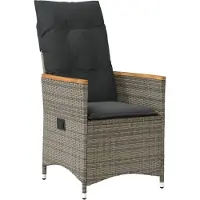 Syfax Gartensessel Verstellbar mit Kissen Grau Poly Rattan