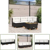 The Living Store Gartensofa mit Kissen 3-Sitzer Schwarz Poly Rattan