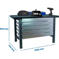 Simon Rack SIMONWORK BT6L METAL 5BOX 1800x735 ANTRACITE Werkbank mit Parafuser