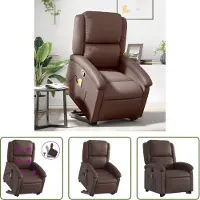 The Living Store Massagesessel mit Aufstehhilfe Braun Kunstleder