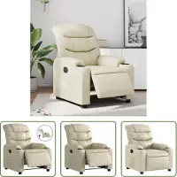 The Living Store Relaxsessel Elektrisch Creme Kunstleder