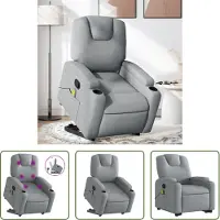 The Living Store Massagesessel mit Aufstehhilfe Hellgrau Stoff