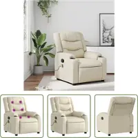 The Living Store Massagesessel Creme Kunstleder