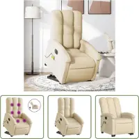 The Living Store Elektrischer Massagesessel mit Aufstehhilfe Creme Stoff