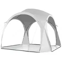 Costway Partyzelt Pavillon weiß, Gartenzelt Gartenpavillon Strandzelt UPF50+ Sonnenschutz, Terrassenzelt für 6-8 Personen Camping Strand 327x327x270cm