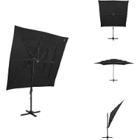 vidaXL Sonnenschirm mit Aluminium-Mast 4-lagig Schwarz 250x250 cm - Sonnenschirme & Sonnenschutze