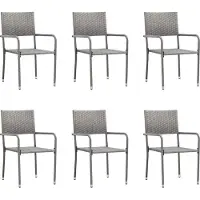 Syfax Garten-Essstühle 6 Stk. Stapelbar Grau Polyrattan