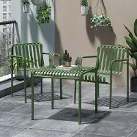 360Home Outdoor Gartenstuhl aus Eisen – Wetterfest & Robust – Stuhl für Balkon, Terrasse & Café – Garten sessel Dunkelgrün– Einzelstuhl 63cm【DRXX3256】