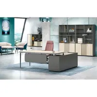 AEA Arbeitstisch Ecke Tisch Bürotisch Schreibtisch Büromöbel Holz Grau