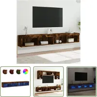 The Living Store TV-Schränke mit LED-Leuchten 2 Stk. Räuchereiche 100x30x30 cm
