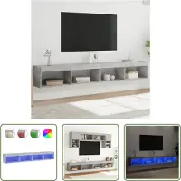 The Living Store TV-Schränke mit LED-Leuchten 2 Stk. Betongrau 100x30x30 cm
