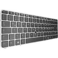 T-ProTek Tastatur - Farbe: Schwarz - mit Silber Rahmen - mit Mausstick - mit Beleuchtung Deutsches Tastaturlayout kompatibel für HP EliteBook 848 G4