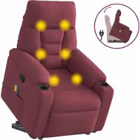 Syfax Massagesessel mit Aufstehhilfe Weinrot Stoff