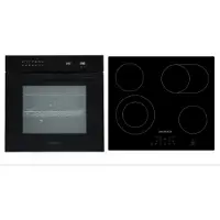 Respekta Backofen Herd Kochfeld Schwarz Glaskeramik Einbau Set Autark Pyrolyse ASET9005500