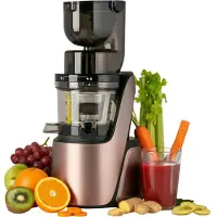 4Swiss BM105 Rose Gold Slow Juicer - Entsafter Kaltentsafter Saftpresse Elektrisch für Obst Gemüse XXL Einfüllschacht 400W BPA-Frei Smoothie Maker