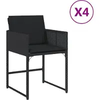 Syfax Gartenstühle mit Kissen 4 Stk. Schwarz Poly Rattan