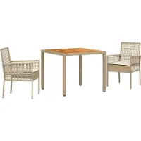 Syfax Garten Essgruppe 3 stk. Beige Poly-Rattan