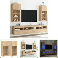 The Living Store TV-Schränke mit LED-Leuchten 2 Stk. Sonoma-Eiche 40,5x30x90 cm