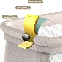 Merkloos J&R Babybed - Elektrisches Babybett - Wiege - Babybett - Kinderbett - Bluetooth - Beweglich - Tragbar - Moskitonetz - Braun/Khaki