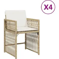 Syfax Gartenstühle mit Kissen 4 Stk. Beige Poly Rattan