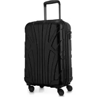 Suitline - leichtes Handgepäck 55x35x20 cm Flugzeug-Trolley 34 L Bordgepäck Hand-Koffer leicht Bord-Koffer 4 Rollen Kabinengepäck Hand Luggage TSA ,Schwarz