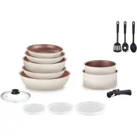 Arthur Martin 18-teiliges cremefarbenes Kochgeschirr-Set AM1453 CREME