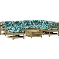 Syfax 8-tlg. Garten-Lounge-Set mit Kissen Imprägniertes Kiefernholz
