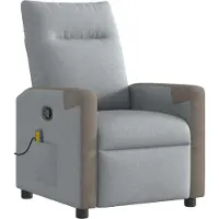 Syfax Massagesessel Hellgrau Stoff mit 6-Punkt-Vibrationsmassage und manueller Liegefunktion 69x86x100 cm