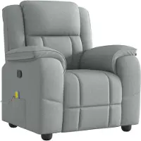 Syfax Massagesessel Hellgrau Stoff, manuelle Liegefunktion, Vibration, 6 Massagepunkte, 96x99x102 cm (BHT)