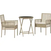 Syfax Garten Bistro Set 3 stk. Beige Poly-Rattan