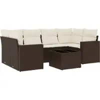 Syfax 7-tlg. Garten-Sofagarnitur mit Kissen Braun Poly Rattan