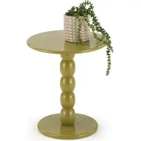 Halmar Couchtisch CIRILLA rund einbeinig lackiert Ø40x47 cm Wohnzimmer Olivgrün