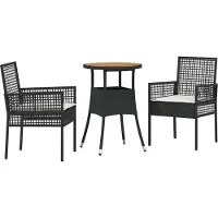Syfax Garten Essgruppe 3 stk. Schwarz Poly-Rattan