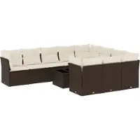 Syfax 11-tlg. Garten-Sofagarnitur mit Kissen Braun Poly Rattan