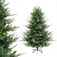 Costway 135 cm hoher künstlicher Weihnachtsbaum, Christbaum mit 778 Zweigspitzen, 240 warmweißen LED-Lichtern & gemischten Blättern aus PE + PVC