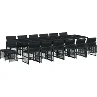 Syfax 17-tlg. Garten-Essgruppe mit Kissen Schwarz Poly Rattan